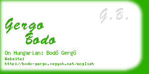 gergo bodo business card